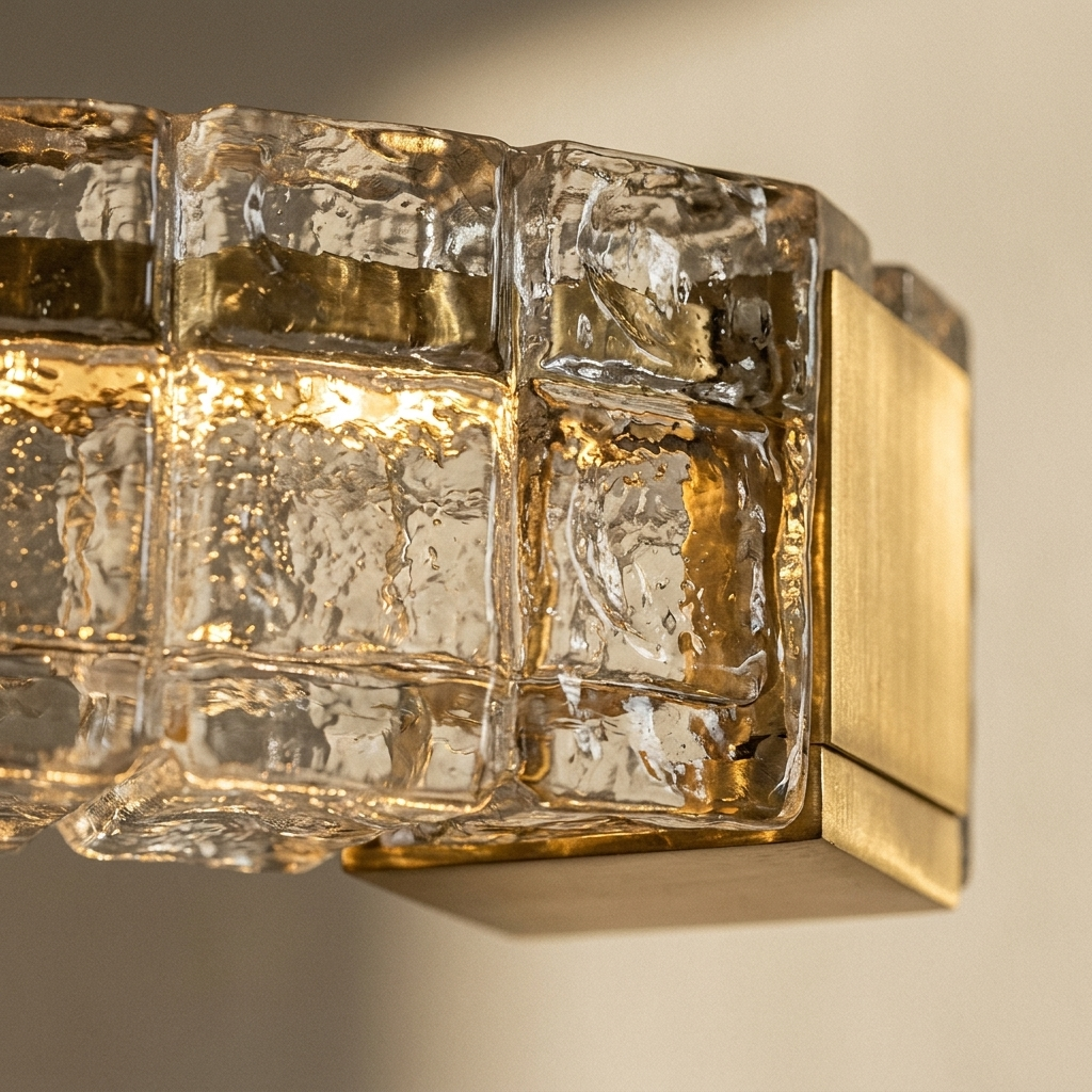 Aspen rippled cast glass linear chandelier in a warm neutral interior