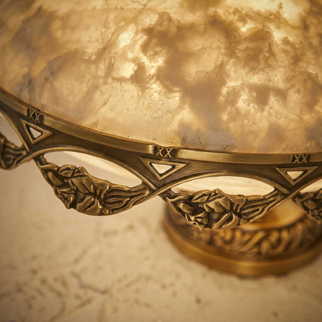 Basset carved alabaster semi flush ceiling light in a warm neutral interior