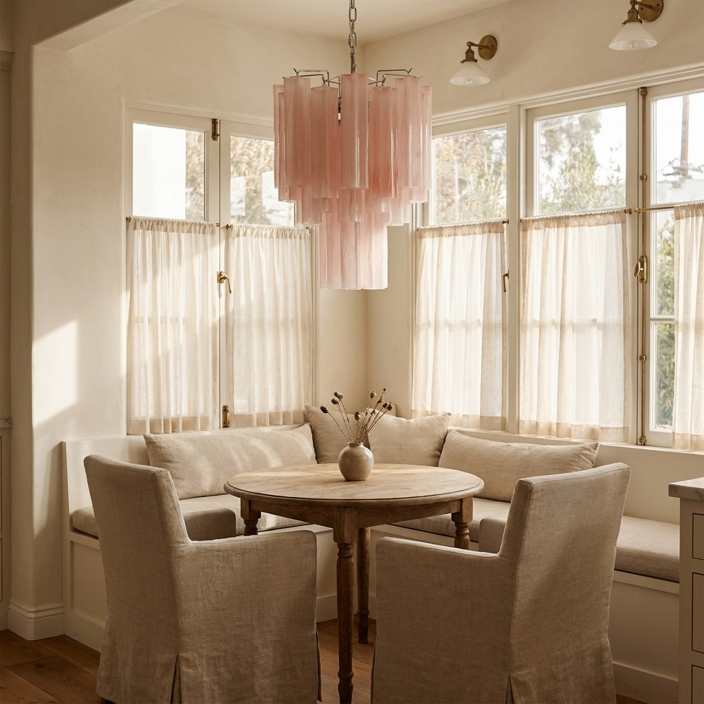 Luciana tiered ribbed glass pendant light in a warm neutral interior