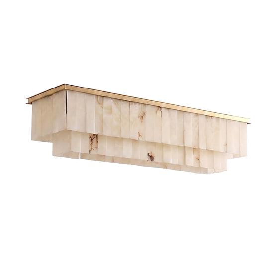 Windham linear alabaster semi flush ceiling light on a white background